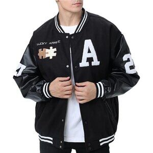 Men's Varsity College Jacket Baseball Bomber Jacket Vintage Sweatshirt Coat